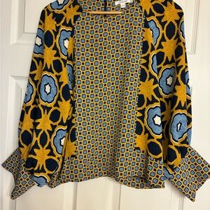 Chico's Yellow and Blue Geometric Blouse
Size M